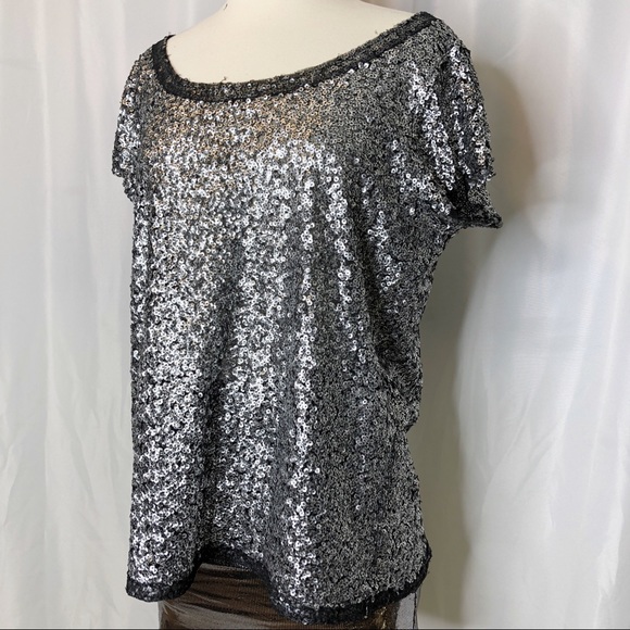 silver and black sequin top